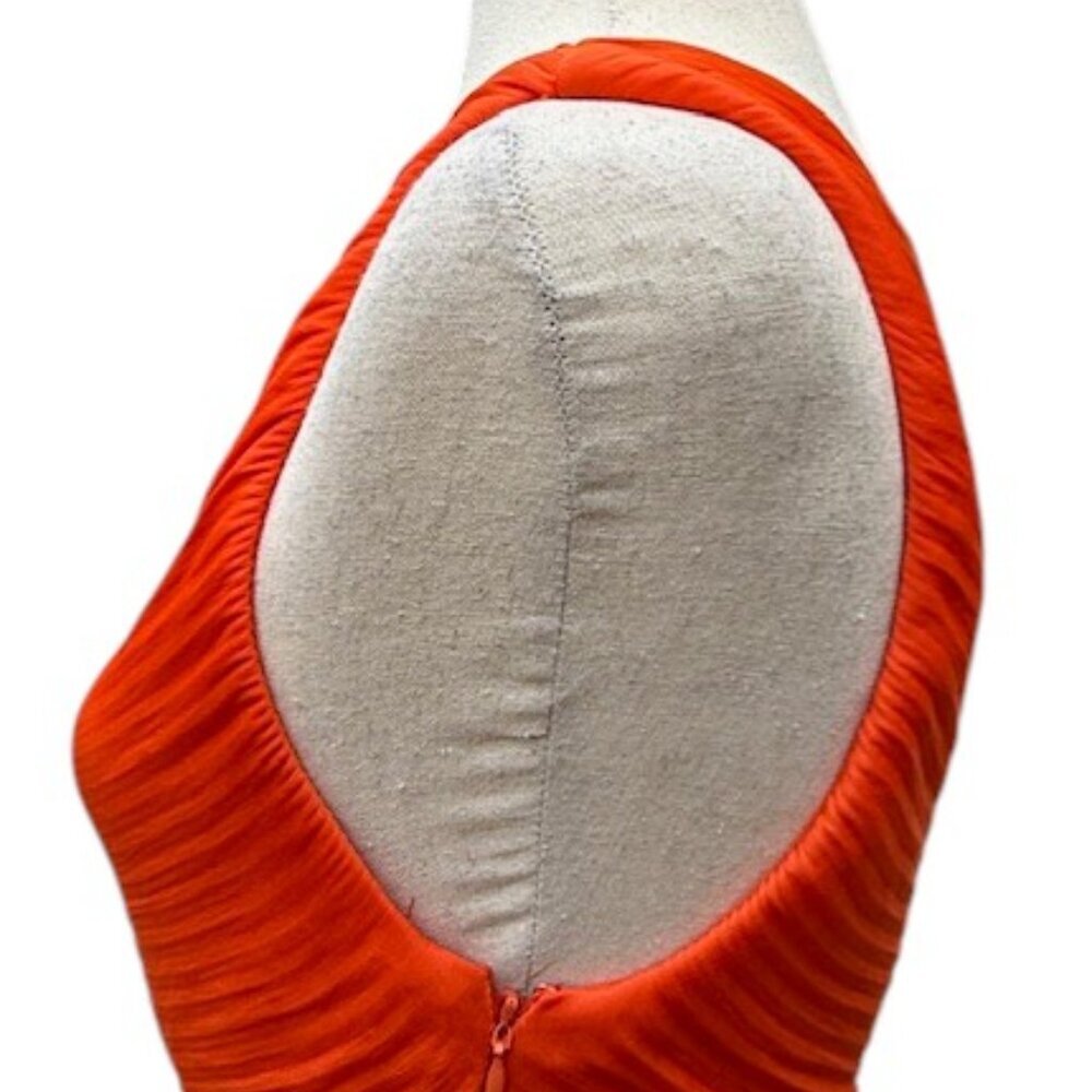 House of Harlow 1960 Off Orange Cut Out One Shoulder Pleated Dress Size Medium - Picture 4 of 16